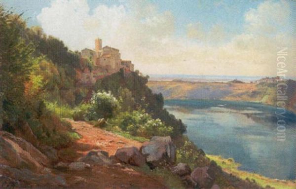 Parti Fra Comosoen Oil Painting by Carl Frederik Peder Aagaard