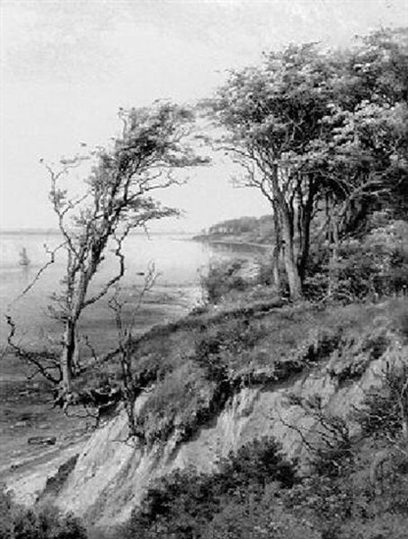 Coastal Landscape Oil Painting by Carl Frederik Peder Aagaard