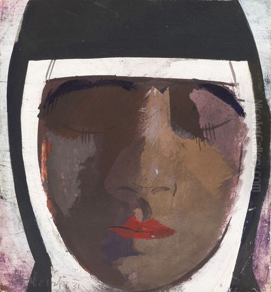 Nun Oil Painting by Vilmos Aba-Novak