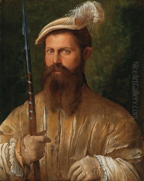 Portrait Of A Lancer Oil Painting by Nicolo dell' Abbate