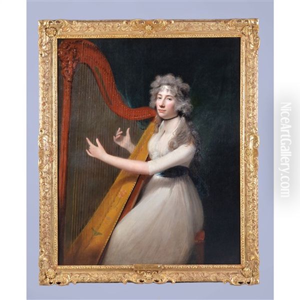 The Harpist Oil Painting by Lemuel-Francis Abbott