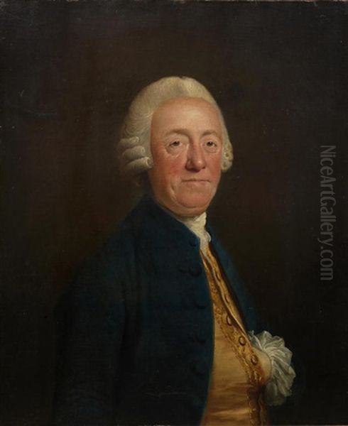 Portrait Of A Gentleman, Half-length, In A Blue Coat And Gold Waistcoat Oil Painting by Lemuel-Francis Abbott