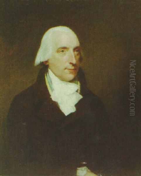 Portrait Of A Gentleman (mr. Osgood Gee?) Wearing A Brown Coat And A White Cravat Oil Painting by Lemuel-Francis Abbott