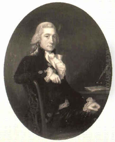 Portrait Of Lord Collingwood At A Writing Table Oil Painting by Lemuel-Francis Abbott