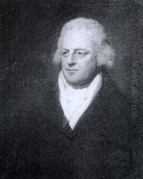 John Harris Of Radford, Head And                            Shoulders, Wearing A Brown Jacket Oil Painting by Lemuel-Francis Abbott