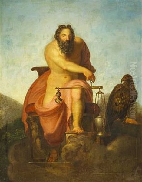 Jupiter Weighing The Destiny Of The Human Race Oil Painting by Nicolaj-Abraham Abilgaard