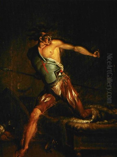 Richard Iii Farer Op Fra Sit Leje, Skraekslagen Efter Drommesyner Oil Painting by Nicolaj-Abraham Abilgaard