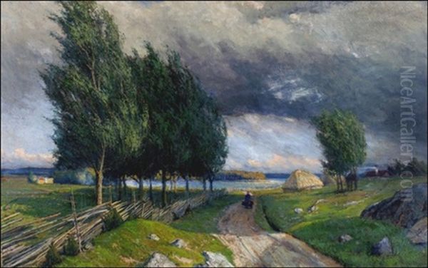 Tuulinen Kesapaiva Oil Painting by Erik Abrahamsson