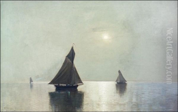 Purjeveneita Tyvenessa Oil Painting by Erik Abrahamsson