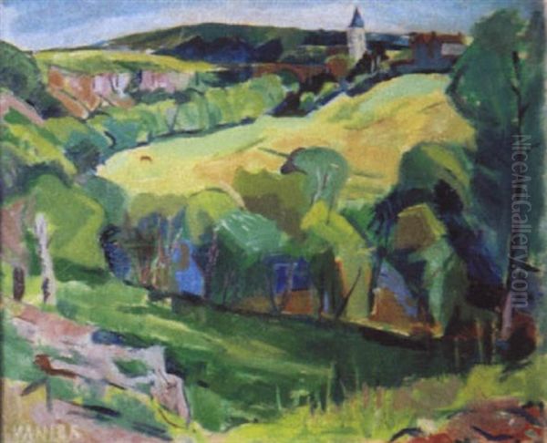 Village En Bourgogne Oil Painting by Simon Claude (Vanier) Abramovitsch