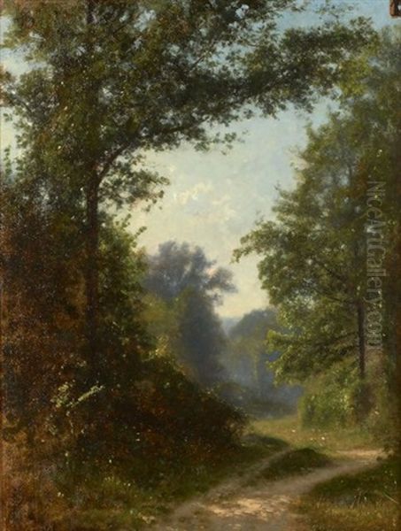 Chemin Debouchant Sur Une Clairiere Oil Painting by Jean Alexis Achard
