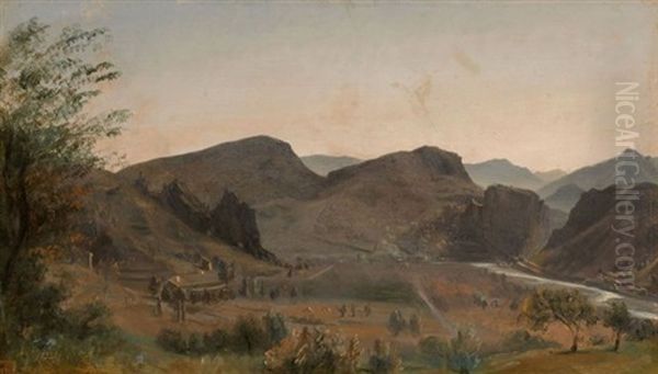 Vue De La Vallee Du Drac Prise Pres De Saint Egreve Oil Painting by Jean Alexis Achard