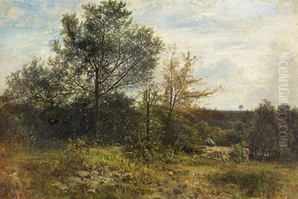 Landschaft Mit Wanderer Oil Painting by Jean Alexis Achard
