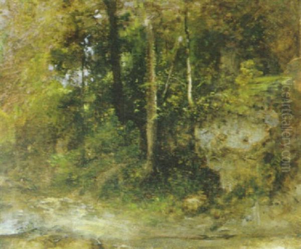 Sous-bois A Cernay Oil Painting by Jean Alexis Achard