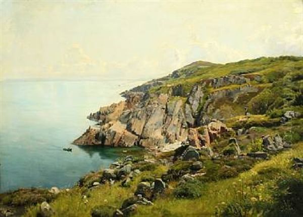 Coastal Scape From Sweden Oil Painting by Georg Nicolaj Achen