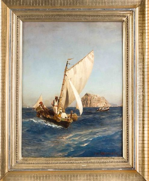 Italienische Fischer Vor Der Kuste Oil Painting by Oswald Achenbach