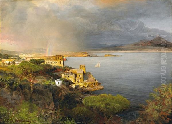 Bucht Bei Neapel Nach Einem Regenschauer Oil Painting by Oswald Achenbach