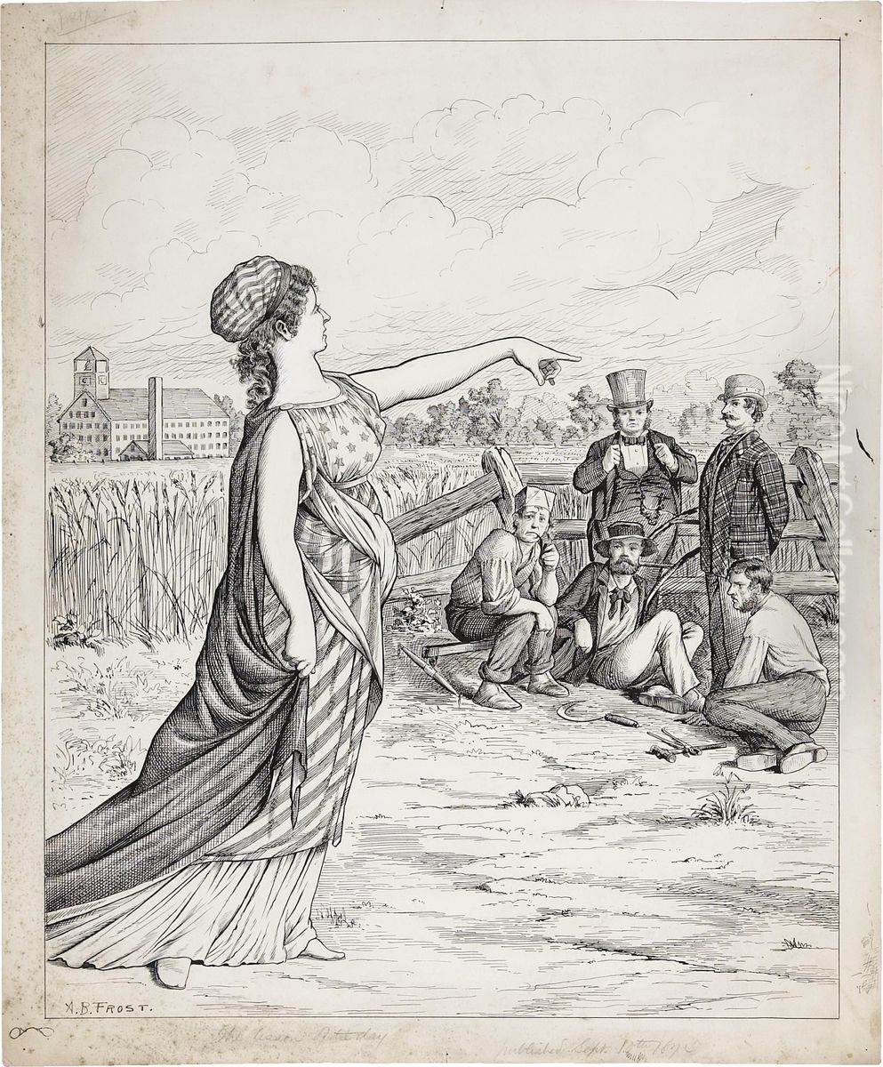 The Lesson Of The Day, Political Cartoon Illustration Oil Painting by Ab Frost