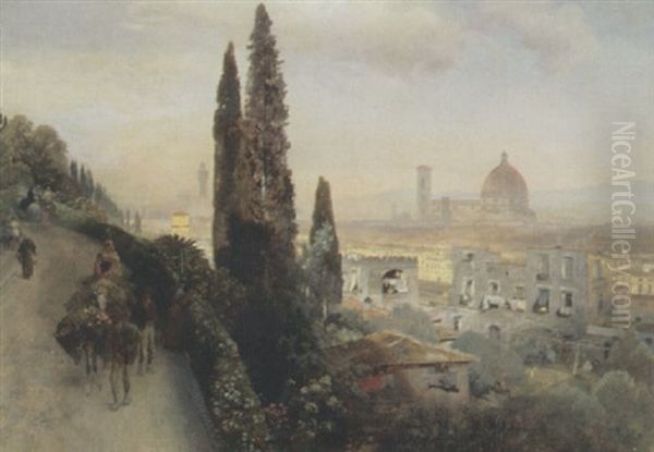 Ansicht Von Florenz Mit Dem Blick Auf Den Dom Oil Painting by Oswald Achenbach