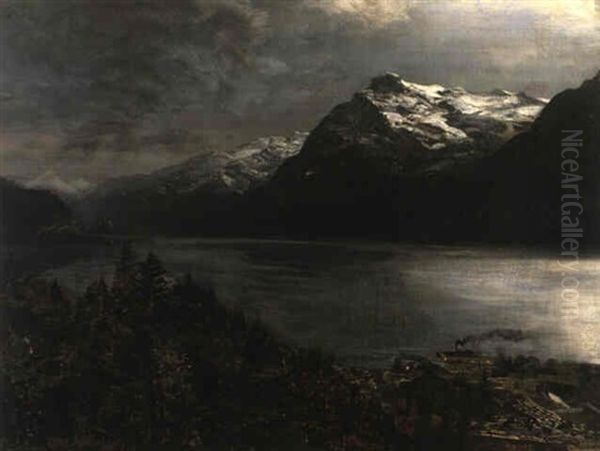 Abend Am Alpensee Oil Painting by Oswald Achenbach
