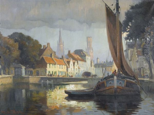 Le Quai Long En Octobre Oil Painting by Florimond Van Acker