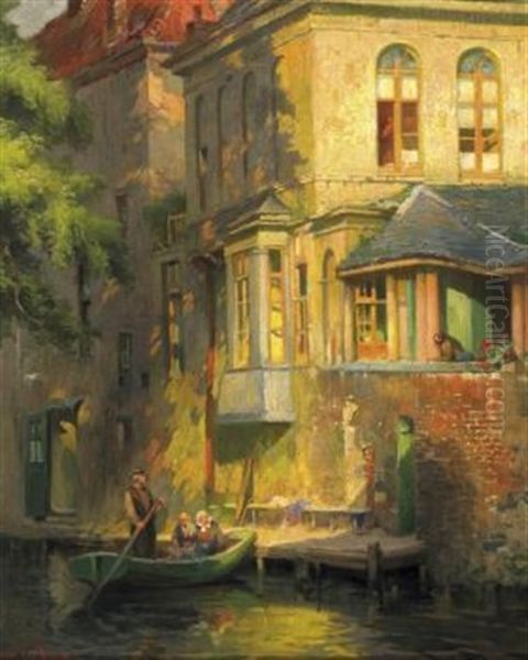 Partie In Brugge Oil Painting by Florimond Van Acker