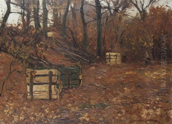 Herbstwald Oil Painting by Otto Ackermann