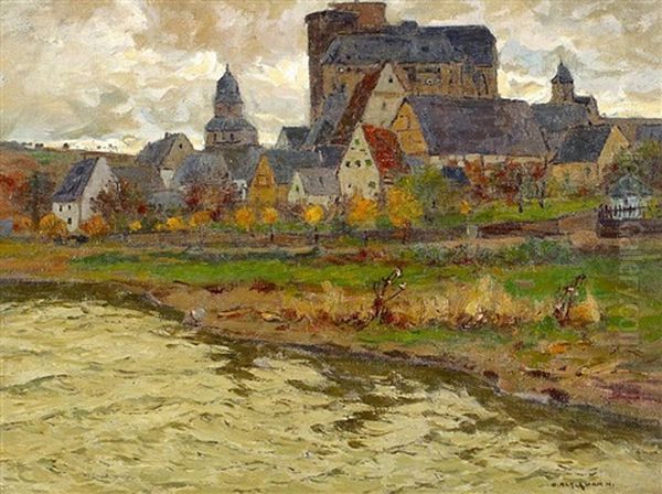 Runkel An Der Lahn Oil Painting by Otto Ackermann