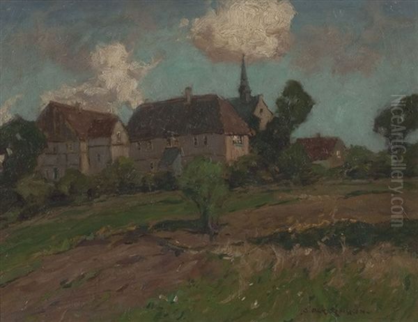 Dorfansicht Oil Painting by Otto Ackermann