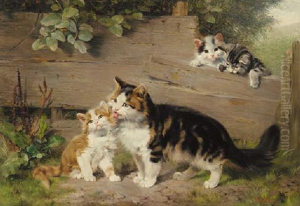 Motherly Affection Oil Painting by Julius Adam the Elder