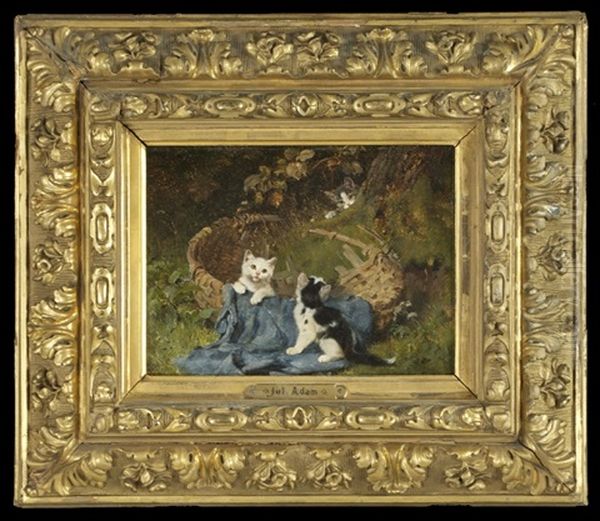 Kittens At Play, 1887 Oil Painting by Julius Adam the Younger