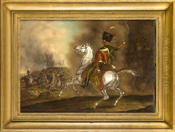 Franzosischer Husaren-offizier Oil Painting by Albrecht Adam