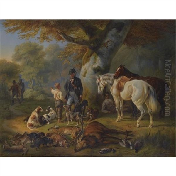 Die Erfolgreiche Jagd (the Successful Hunt) Oil Painting by Albrecht Adam