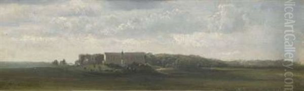 Munchen - Blick Uber Die Theresienwiese Auf Bavaria Und Ruhmeshalle (study) Oil Painting by Benno Adam