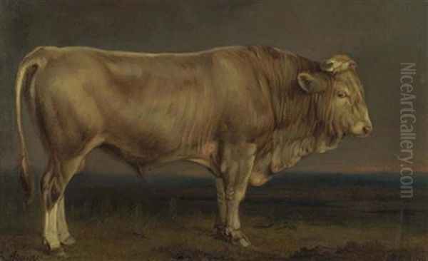 Stier Auf Der Weide Oil Painting by Benno Adam