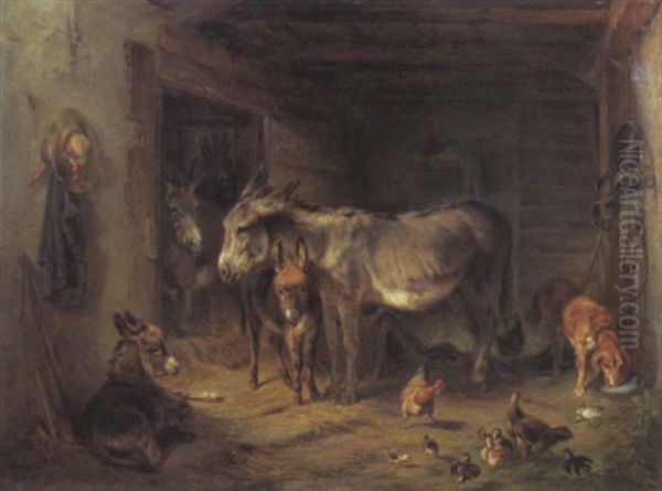 Stallfreundschaften Oil Painting by Benno Adam