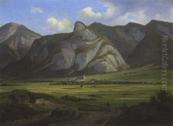 Blick Auf Flintsbach Oil Painting by Benno Adam