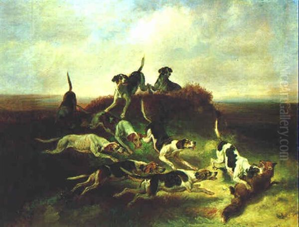 Fuchsjagd Oil Painting by Benno Adam