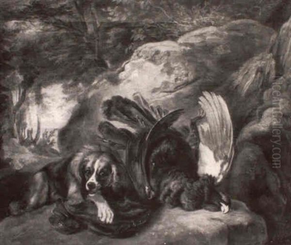 Jagdhund Beim Bewachen Der Beute Oil Painting by Benno Adam