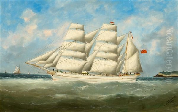 The Three-masted Phrenologist At Sea Oil Painting by Marie-Edouard Adam Of Le Havre