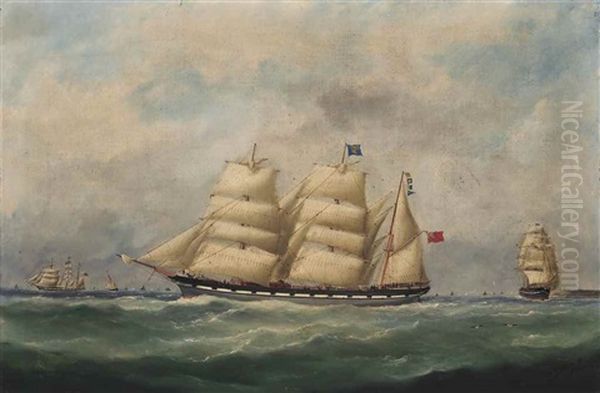 The John Paterson In Three Positions Off Le Havre Oil Painting by Marie-Edouard Adam Of Le Havre