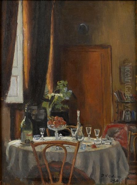 A Dining Room Interior Oil Painting by Patrick William Adam