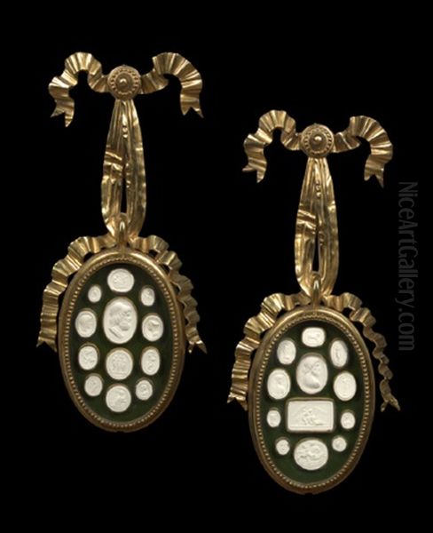 Edwardian Oval Bowknotted Shadowboxes (pair) Oil Painting by Robert Adam