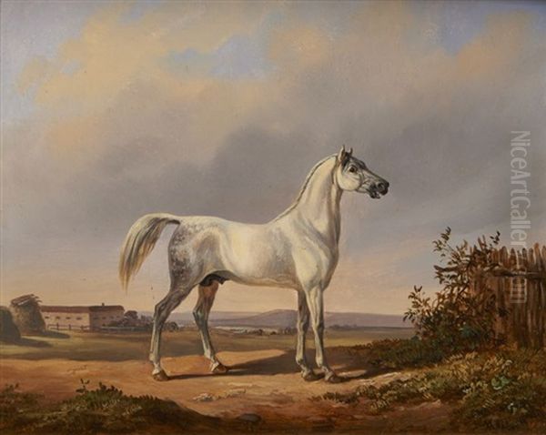 Cheval Gris Oil Painting by Victor Adam