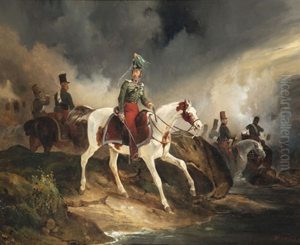 Le Comte De Rugen Grosshof A Cheval Oil Painting by Victor Adam
