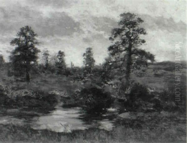 Sunset Behind The Trees Oil Painting by Charles Partridge Adams