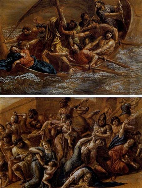 La Strage Degli Innocenti (+ Gesu Sul Lago Di Galilea; 2 Works) Oil Painting by Luigi Ademollo