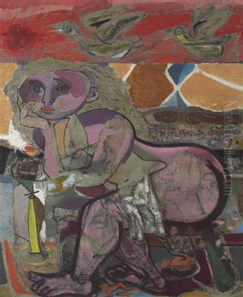 Akt Oil Painting by Jankel Adler