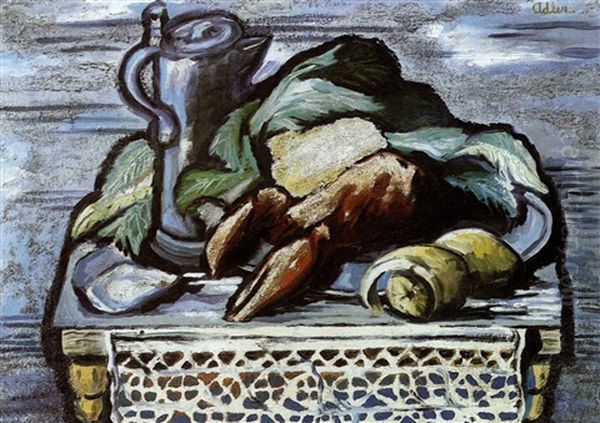 Still Life With Lobster And Lemon Oil Painting by Jankel Adler