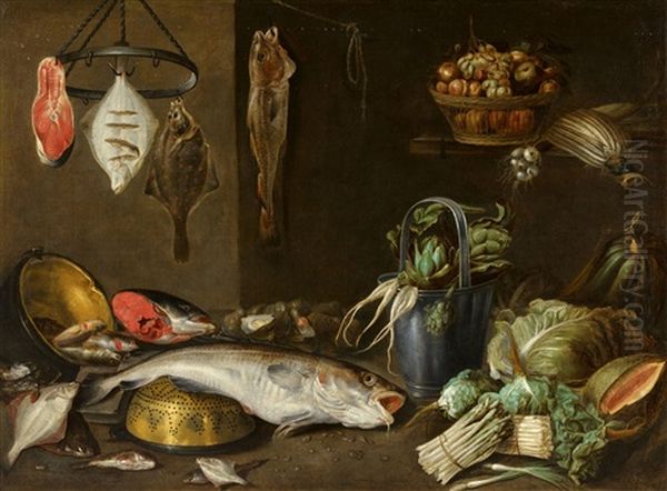 Still Life With Fish And Vegetables Oil Painting by Alexander Adriaenssen